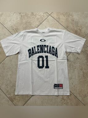 Balenciaga Oversized 01 Jersey T-Shirt Size M White Short Sleeve